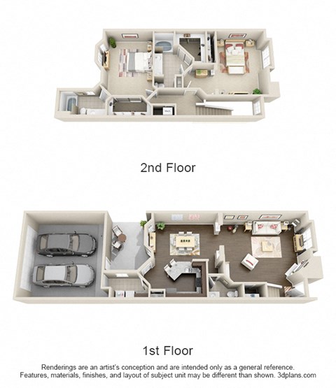 a stylized floor plan of a 2nd floor apartment